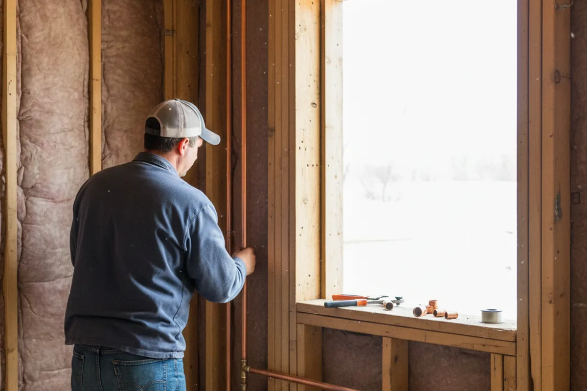 Licensed plumber running new copper supply lines in a Spring Grove home